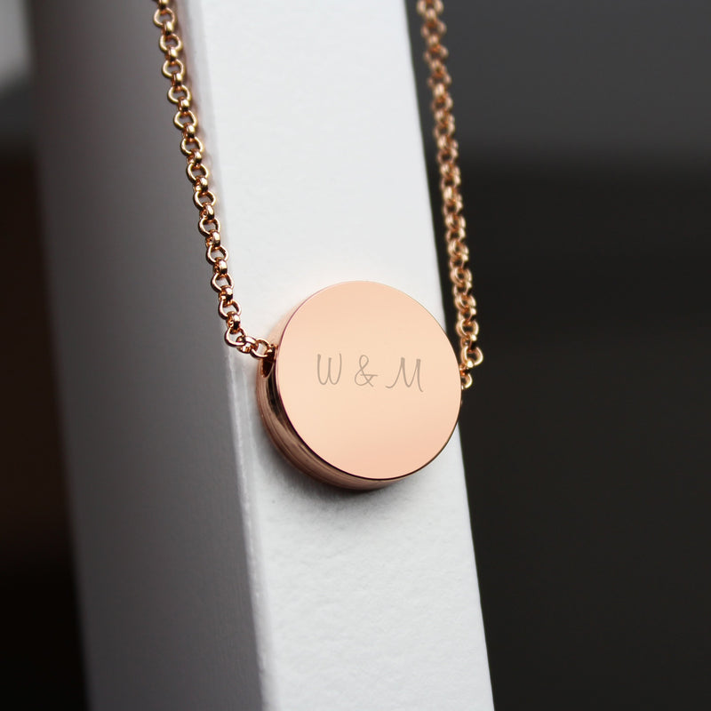 Personalised Rose Gold Tone Disc Necklace Jewellery Everything Personal