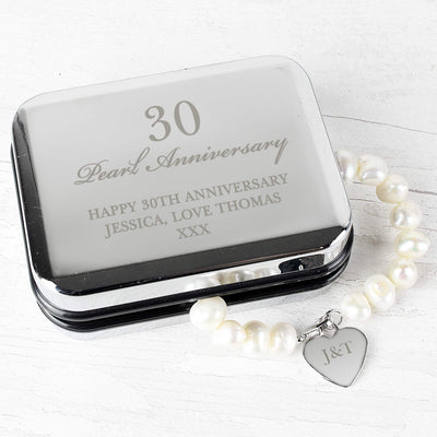 Personalised Anniversary Silver Box and Pearl Bracelet Trinket, Jewellery & Keepsake Boxes Everything Personal