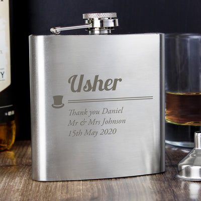 Personalised Usher Hip Flask Glasses & Barware Everything Personal