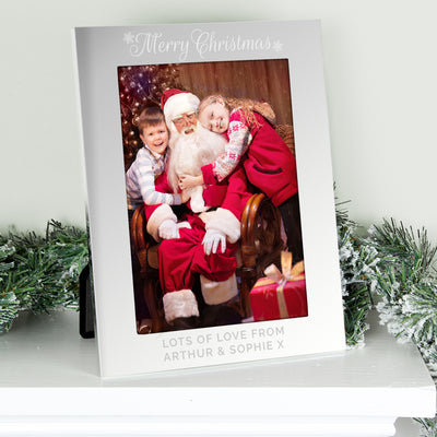 Personalised Silver 5x7 Merry Christmas Photo Frame Photo Frames, Albums and Guestbooks Everything Personal