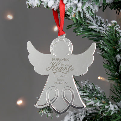 Personalised In Our Hearts Angel Metal Decoration Hanging Decorations & Signs Everything Personal