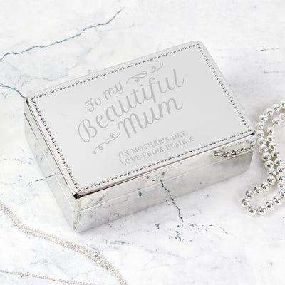 Personalised Beautiful Mum Rectangular Jewellery Box Trinket, Jewellery & Keepsake Boxes Everything Personal