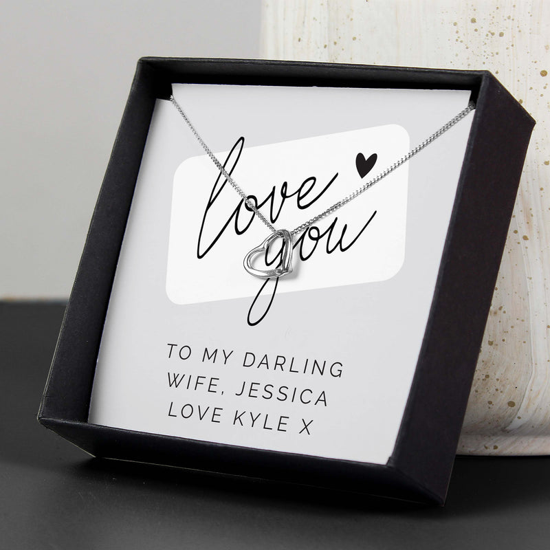 Personalised Love you Sentiment Silver Tone Necklace and Box Jewellery Everything Personal