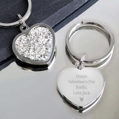 Personalised Free Text Diamante Heart Keyring Keepsakes Everything Personal