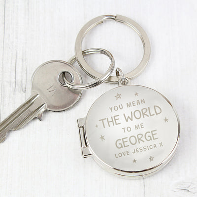 Personalised You Mean The World To Me Round Photo keyring Keepsakes Everything Personal