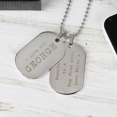 Personalised Steel Double Dog Tag Necklace Jewellery Everything Personal