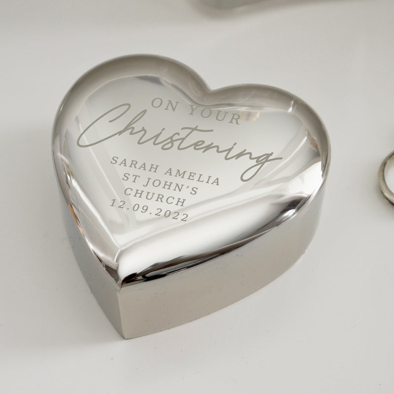 Personalised Christening Heart Trinket Box Trinket, Jewellery & Keepsake Boxes Everything Personal