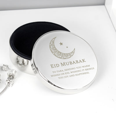 Personalised Eid and Ramadan Round Trinket Box Trinket, Jewellery & Keepsake Boxes Everything Personal