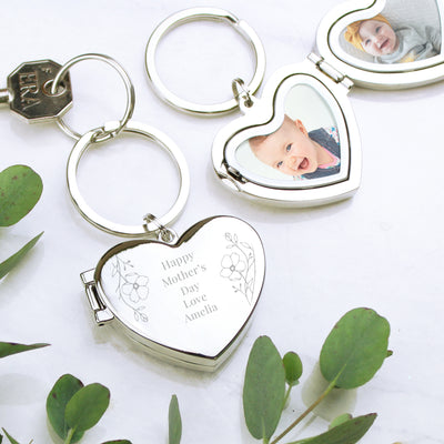 Personalised Floral Heart Photo Frame Keyring Keepsakes Everything Personal