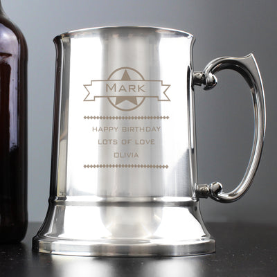 Personalised Diamond Stainless Steel Tankard Glasses & Barware Everything Personal