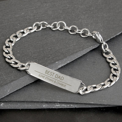Personalised Classic Stainless Steel Unisex Bracelet Jewellery Everything Personal