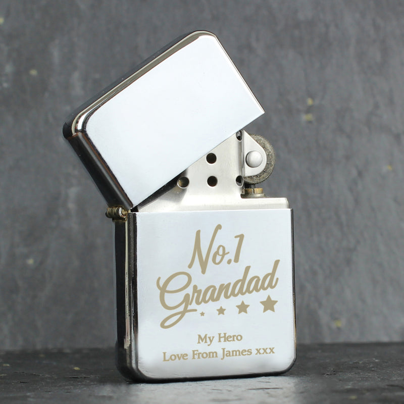 Personalised No.1 Grandad Silver Lighter Keepsakes Everything Personal