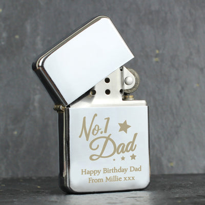 Personalised No.1 Dad Silver Lighter Keepsakes Everything Personal