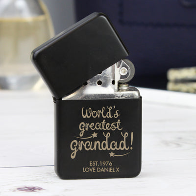 Personalised 'World's Greatest Grandad' Black Lighter Keepsakes Everything Personal