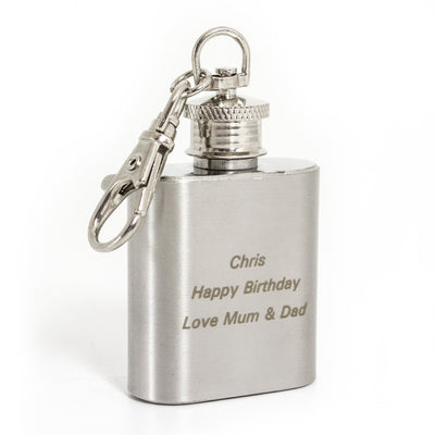 Personalised Stainless Steel 1oz Hip Flask Keyring Keepsakes Everything Personal