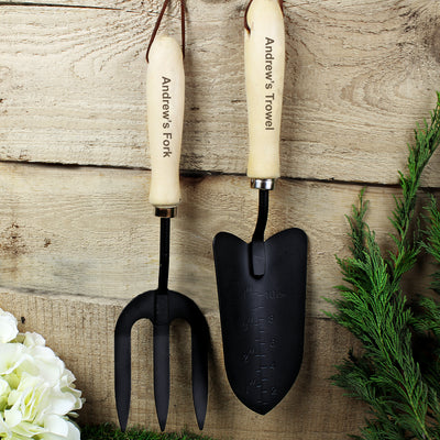 Personalised Fork & Trowel Set Wooden Everything Personal