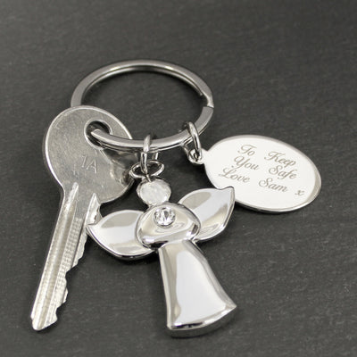 Personalised Silver Plated Angel Keyring Keepsakes Everything Personal