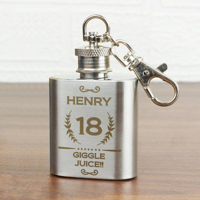 Personalised Age Crest 1oz Hip Flask Keyring Glasses & Barware Everything Personal
