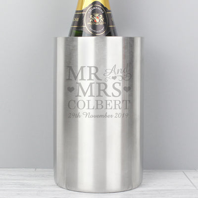 Personalised Mr & Mrs Wine Cooler Glasses & Barware Everything Personal