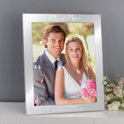 Personalised Mr & Mrs 8x10 Silver Photo Frame Photo Frames, Albums and Guestbooks Everything Personal