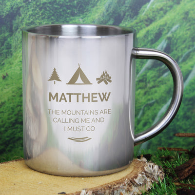 Personalised 'Wilderness Wanderer' Stainless Steel Mug Mugs Everything Personal