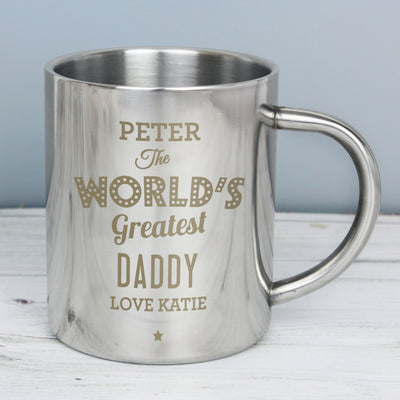 Personalised 'The World's Greatest' Stainless Steel Mug Mugs Everything Personal