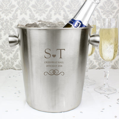 Personalised Monogram Stainless Steel Ice Bucket Glasses & Barware Everything Personal