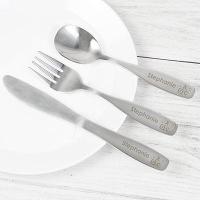 Personalised 3 Piece ABC Cutlery Set Mealtime Essentials Everything Personal