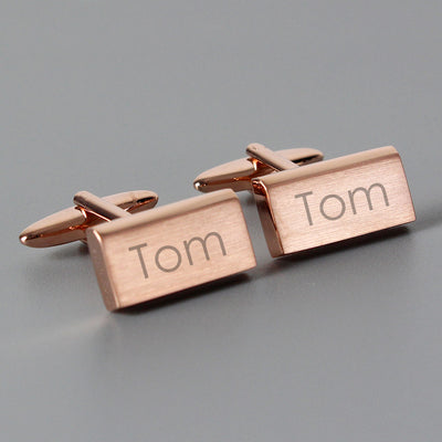 Personalised Modern Rose Gold Plated Cufflinks Jewellery Everything Personal