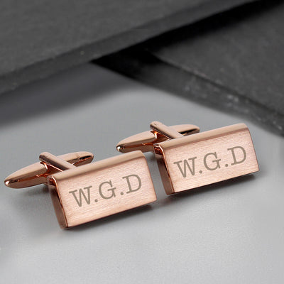 Personalised Classic Rose Gold Plated Cufflinks Jewellery Everything Personal