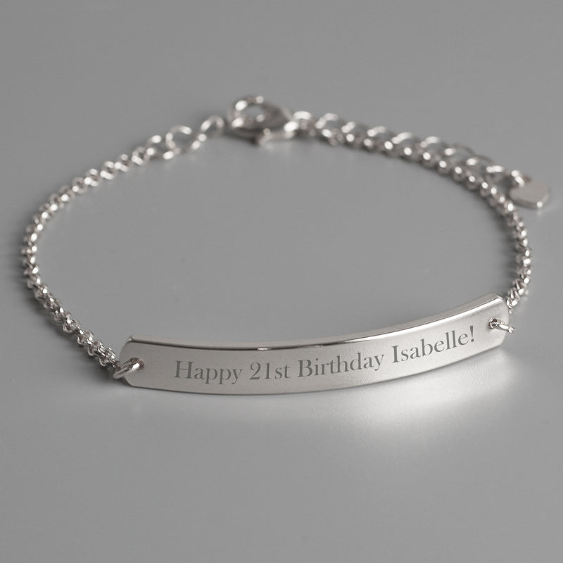 Personalised Silver Tone Bar Bracelet Jewellery Everything Personal