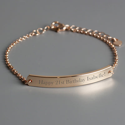 Personalised Rose Gold Tone Bar Bracelet Jewellery Everything Personal