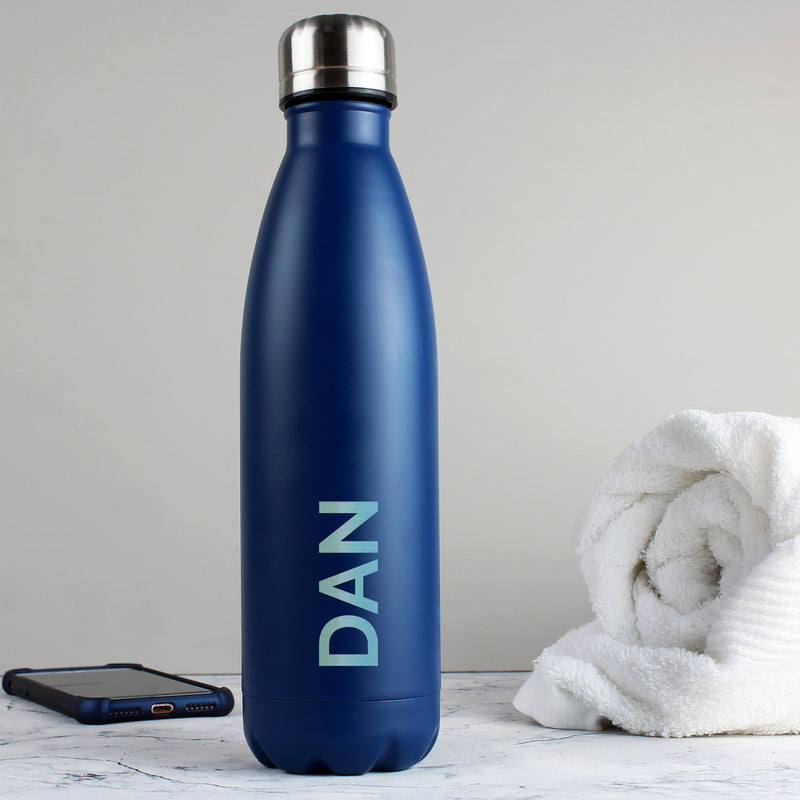 Personalised Blue Metal Insulated Drinks Bottle Mealtime Essentials Everything Personal