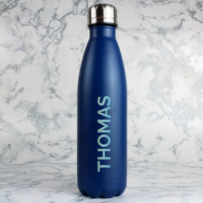 Personalised Blue Metal Insulated Drinks Bottle Mealtime Essentials Everything Personal