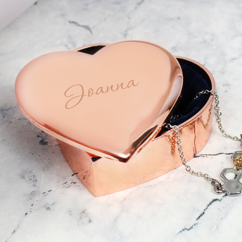 Personalised Rose Gold Heart Trinket Box Trinket, Jewellery & Keepsake Boxes Everything Personal