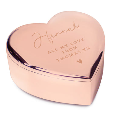 Personalised Rose Gold Heart Trinket Box Trinket, Jewellery & Keepsake Boxes Everything Personal