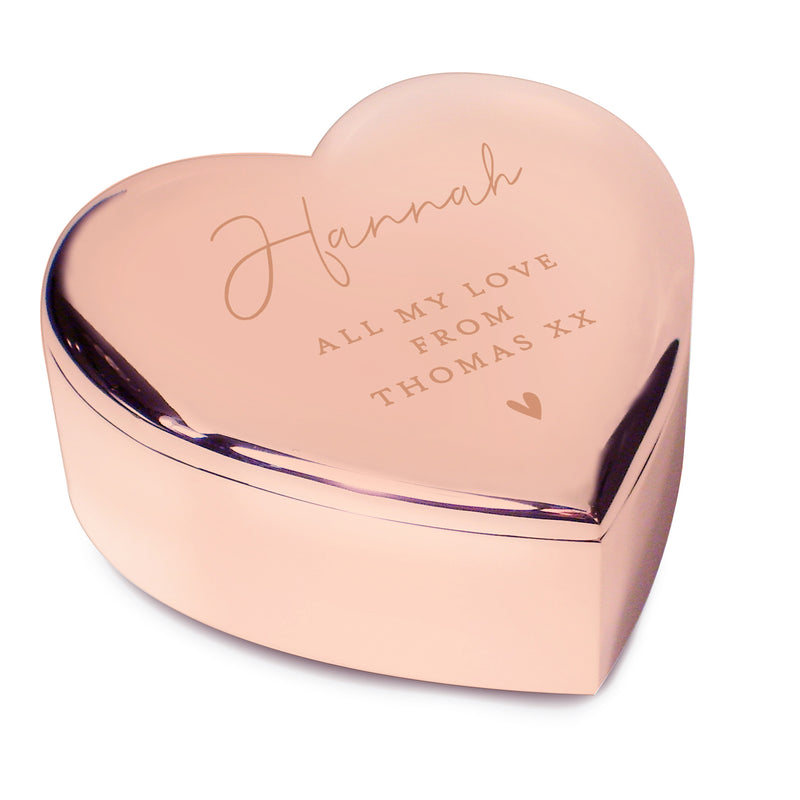 Personalised Rose Gold Heart Trinket Box Trinket, Jewellery & Keepsake Boxes Everything Personal
