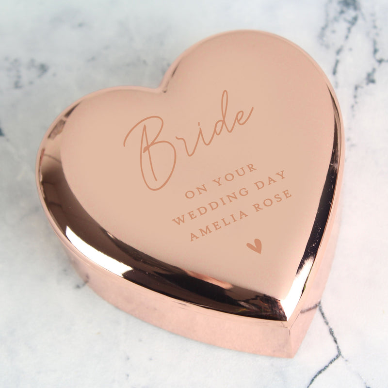 Personalised Rose Gold Heart Trinket Box Trinket, Jewellery & Keepsake Boxes Everything Personal