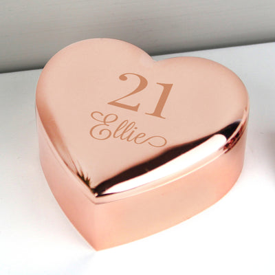 Personalised Big Age Rose Gold Heart Trinket Box Trinket, Jewellery & Keepsake Boxes Everything Personal