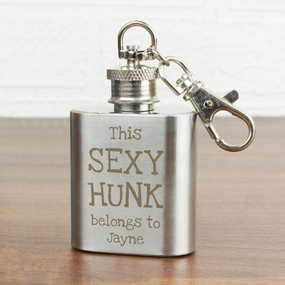 Personalised Sexy Hunk 1oz Hip Flask Keyring Keepsakes Everything Personal