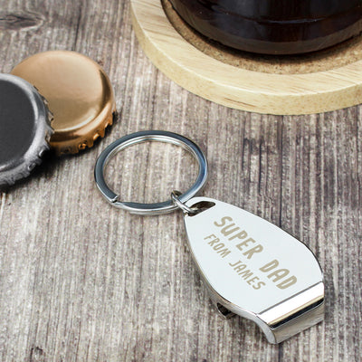 Personalised Super Dad Bottle Opener Keyring Keepsakes Everything Personal