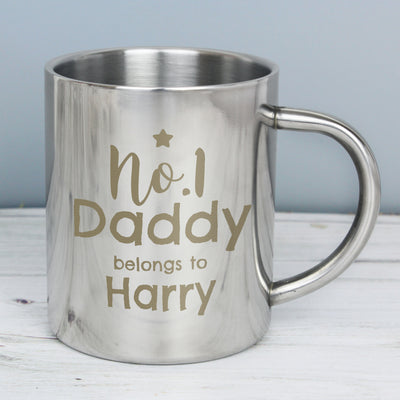 Personalised No.1 Daddy Stainless Steel Mug Mugs Everything Personal