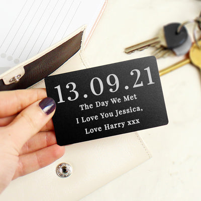 Personalised Date Black Wallet Card Keepsakes Everything Personal