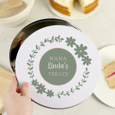 Personalised Floral Cake Tin Kitchen, Baking & Dining Gifts Everything Personal