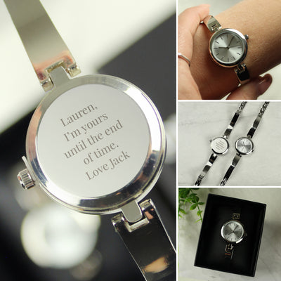 Personalised Silver Ladies Watch With Silver Slider Clasp Clocks & Watches Everything Personal