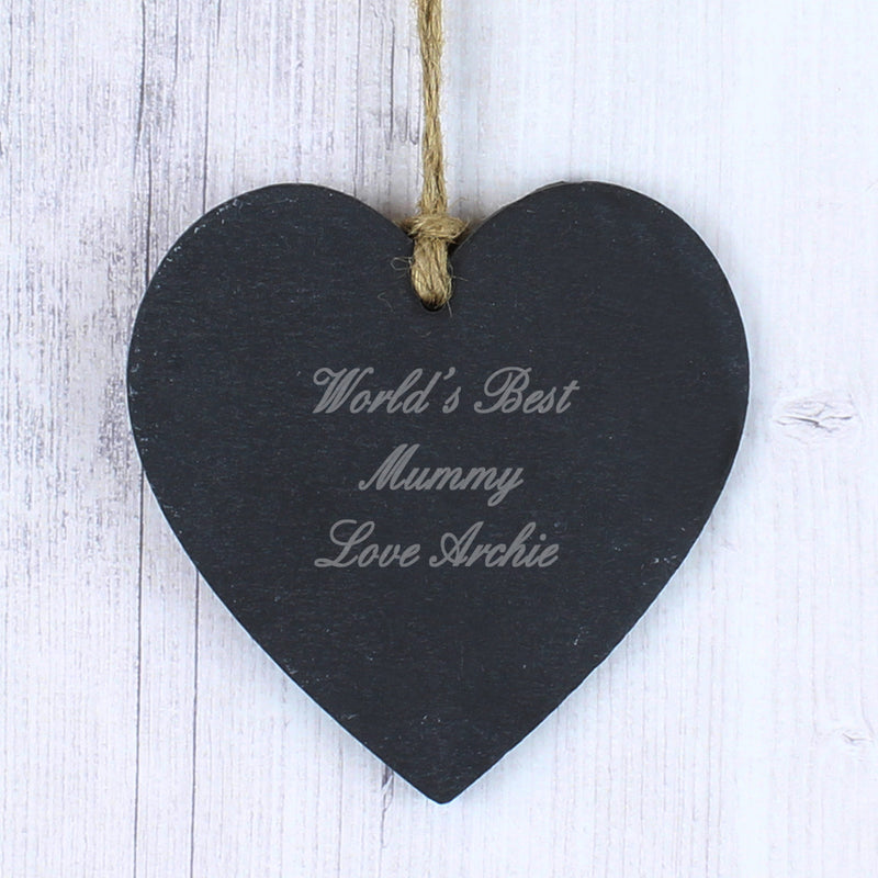 Personalised Script Engraved Slate Heart Decoration Hanging Decorations & Signs Everything Personal