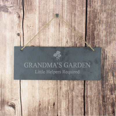 Personalised Flower Motif Hanging Slate Plaque Hanging Decorations & Signs Everything Personal