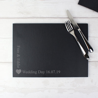 Personalised Heart Motif Slate Placemat Kitchen, Baking & Dining Gifts Everything Personal