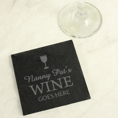 Personalised Wine Goes Here... Single Slate Coaster Kitchen, Baking & Dining Gifts Everything Personal
