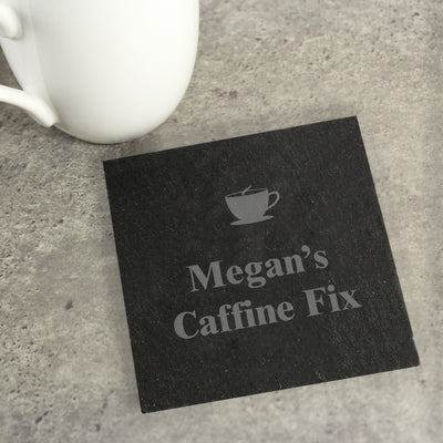 Personalised Hot Drink Motif Single Slate Coaster Kitchen, Baking & Dining Gifts Everything Personal